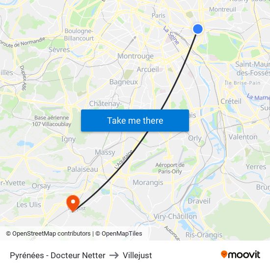 Pyrénées - Docteur Netter to Villejust map