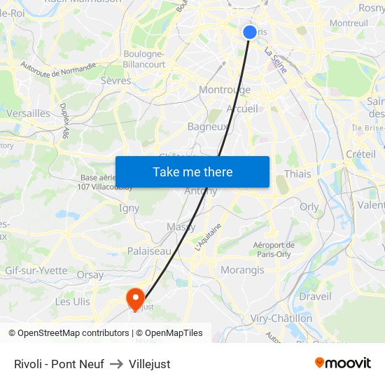 Rivoli - Pont Neuf to Villejust map