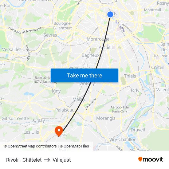 Rivoli - Châtelet to Villejust map
