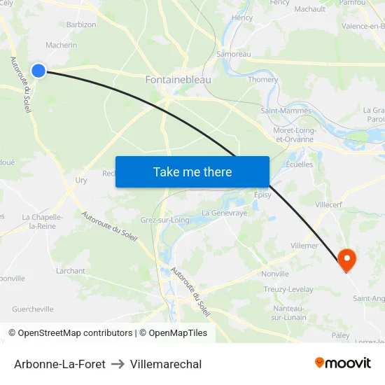 Arbonne-La-Foret to Villemarechal map