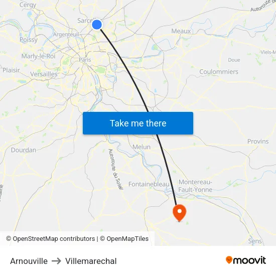 Arnouville to Villemarechal map
