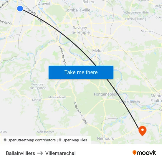 Ballainvilliers to Villemarechal map