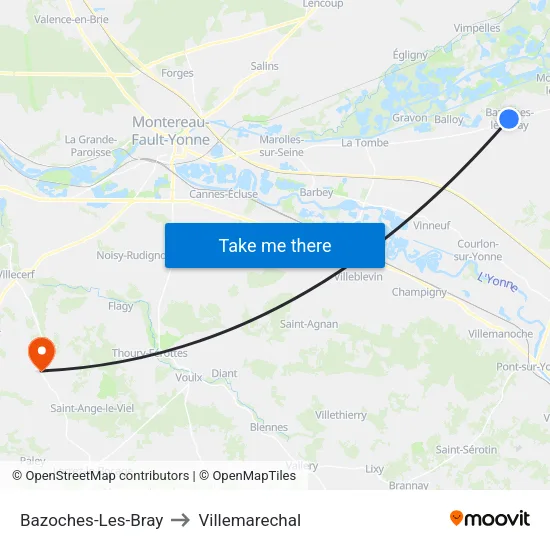 Bazoches-Les-Bray to Villemarechal map