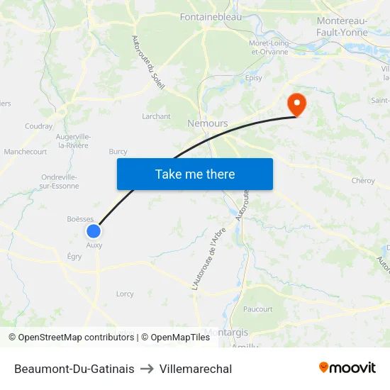 Beaumont-Du-Gatinais to Villemarechal map