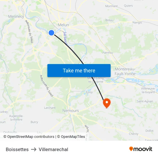Boissettes to Villemarechal map