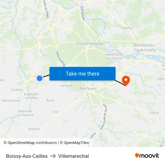 Boissy-Aux-Cailles to Villemarechal map
