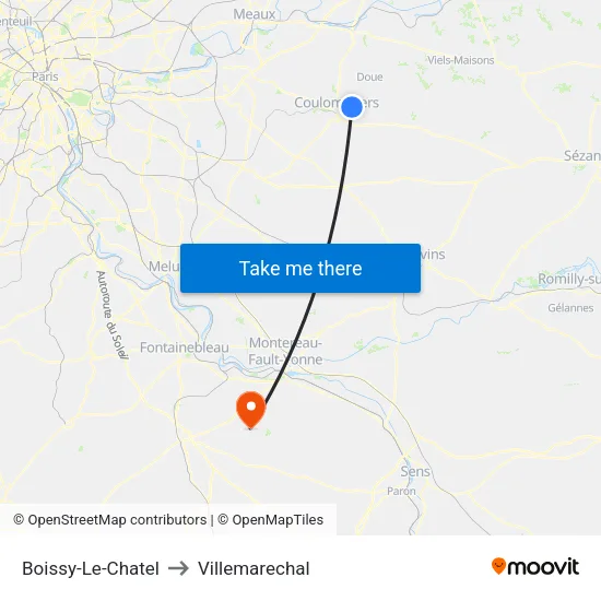 Boissy-Le-Chatel to Villemarechal map