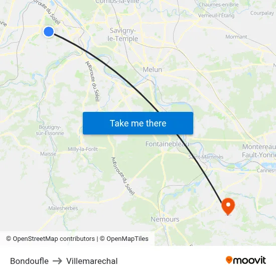 Bondoufle to Villemarechal map