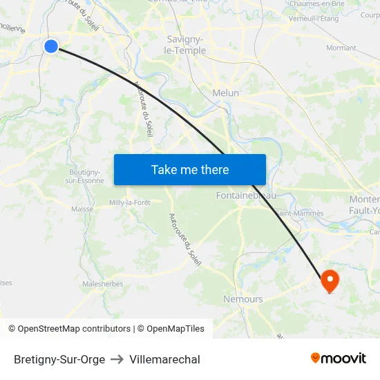 Bretigny-Sur-Orge to Villemarechal map