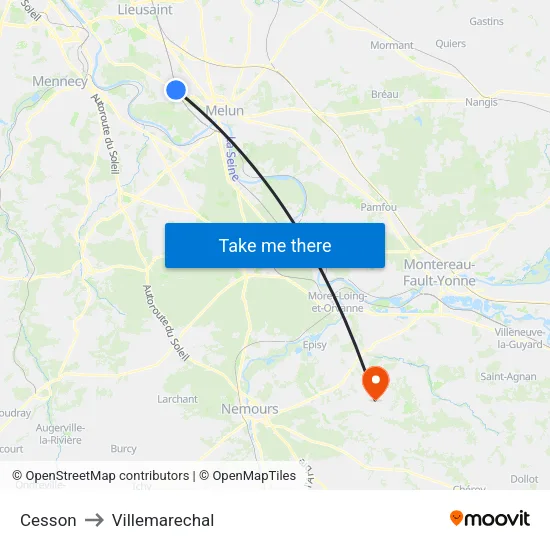 Cesson to Villemarechal map