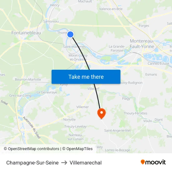Champagne-Sur-Seine to Villemarechal map