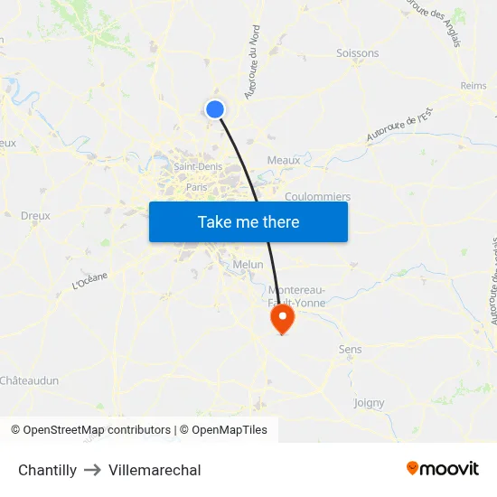 Chantilly to Villemarechal map