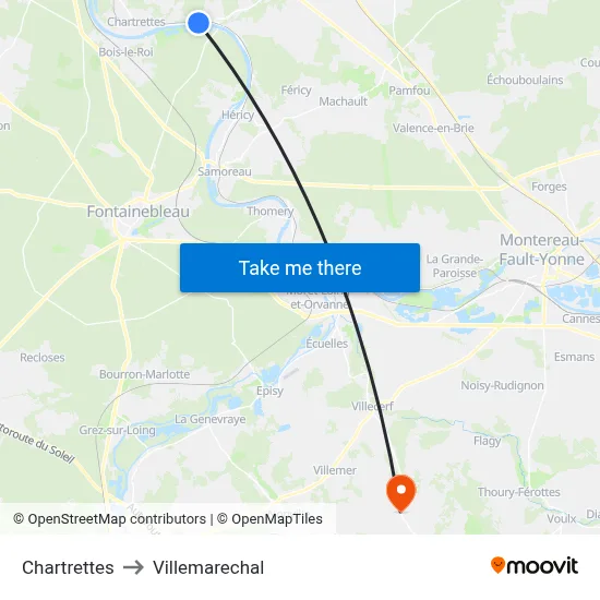 Chartrettes to Villemarechal map