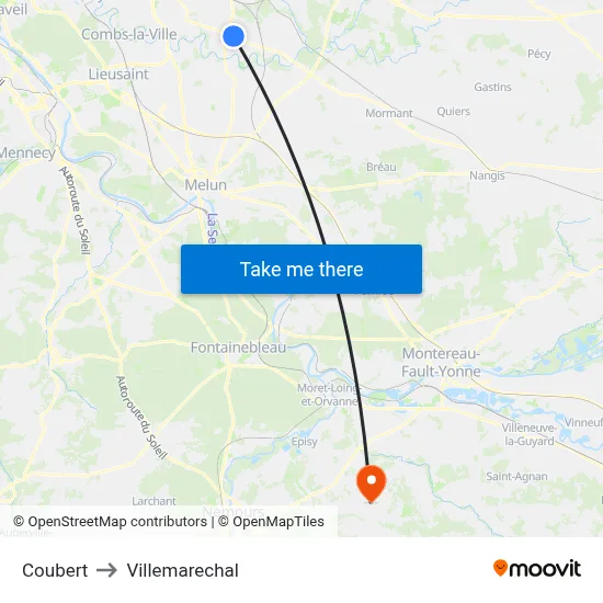 Coubert to Villemarechal map