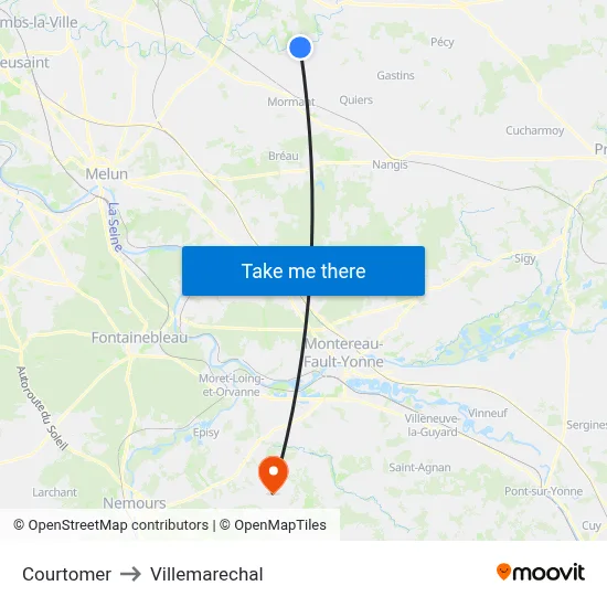 Courtomer to Villemarechal map