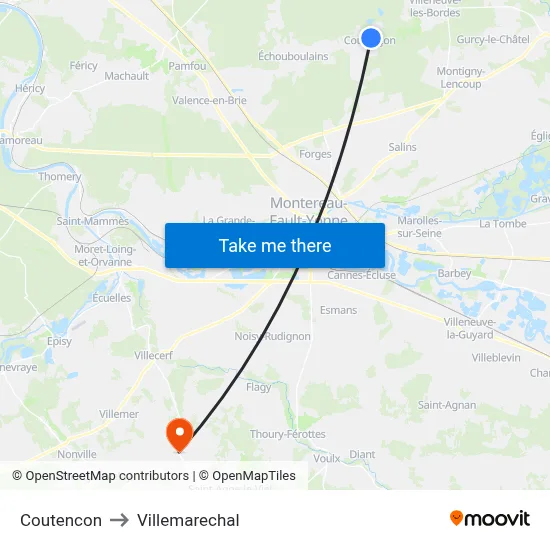 Coutencon to Villemarechal map