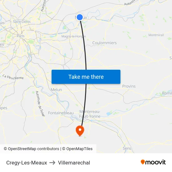 Cregy-Les-Meaux to Villemarechal map