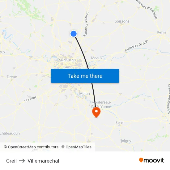 Creil to Villemarechal map