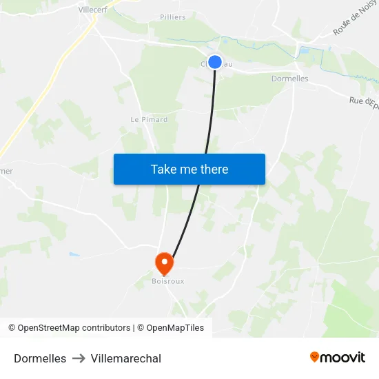 Dormelles to Villemarechal map
