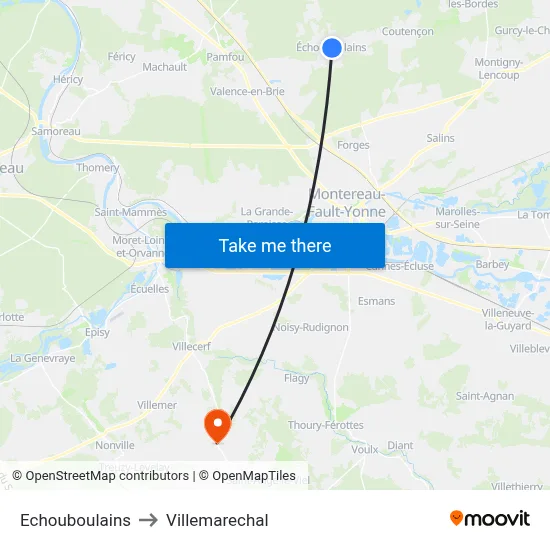 Echouboulains to Villemarechal map