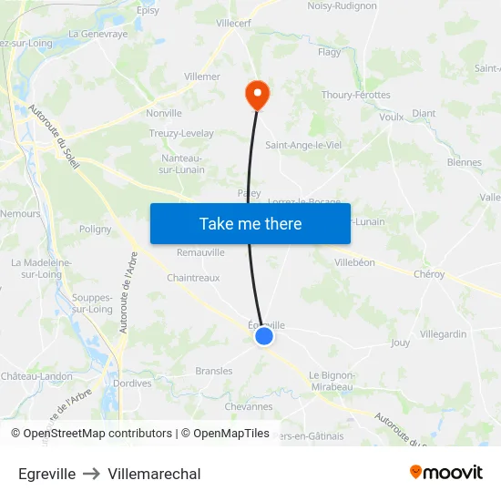 Egreville to Villemarechal map