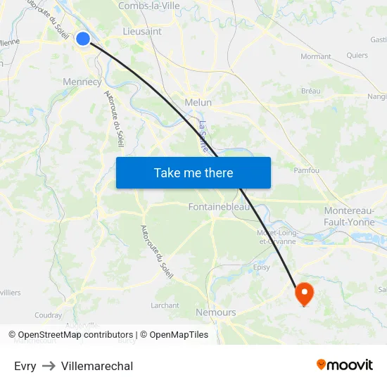 Evry to Villemarechal map