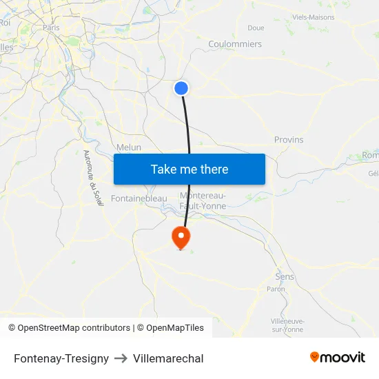Fontenay-Tresigny to Villemarechal map