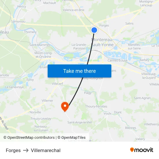 Forges to Villemarechal map
