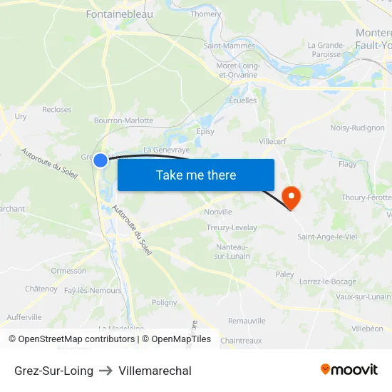 Grez-Sur-Loing to Villemarechal map