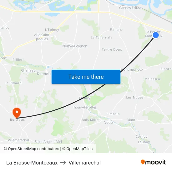 La Brosse-Montceaux to Villemarechal map