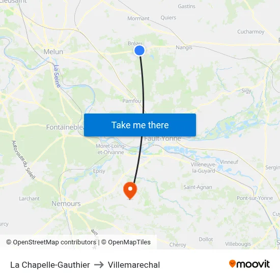 La Chapelle-Gauthier to Villemarechal map
