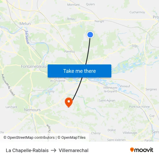 La Chapelle-Rablais to Villemarechal map