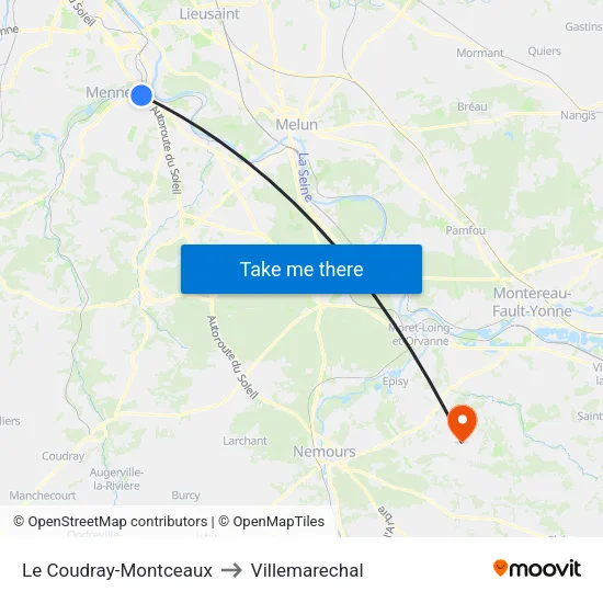 Le Coudray-Montceaux to Villemarechal map