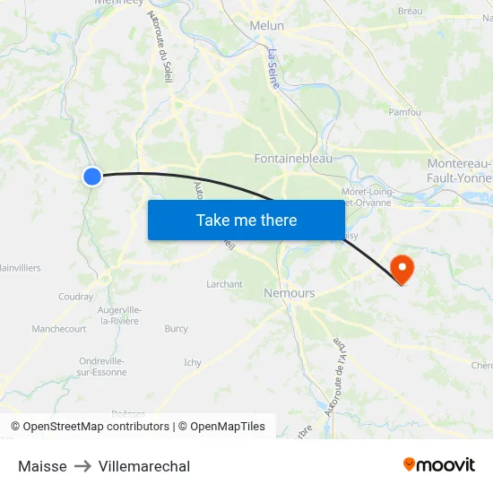 Maisse to Villemarechal map