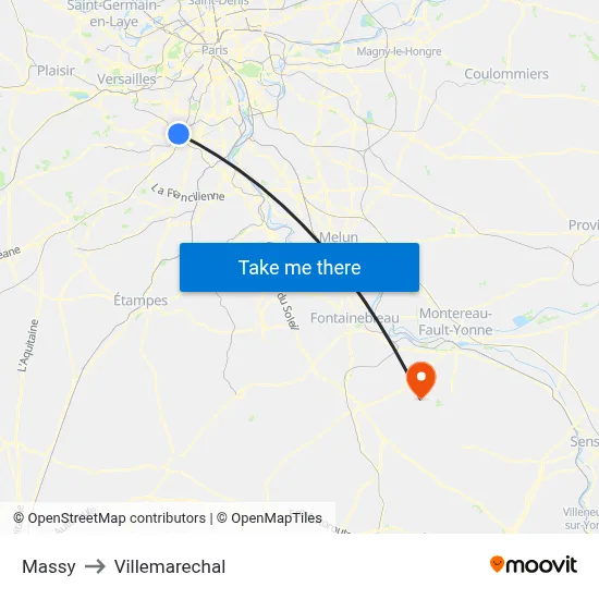 Massy to Villemarechal map