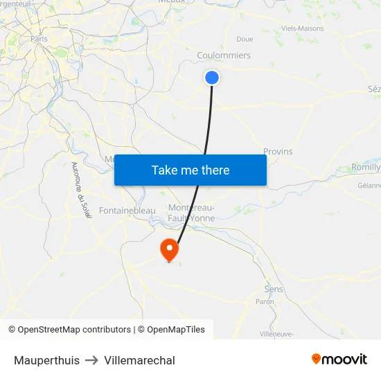 Mauperthuis to Villemarechal map