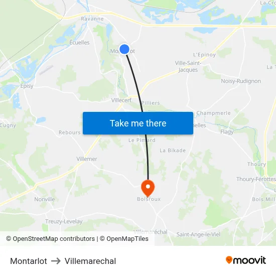 Montarlot to Villemarechal map