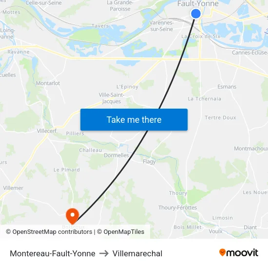 Montereau-Fault-Yonne to Villemarechal map