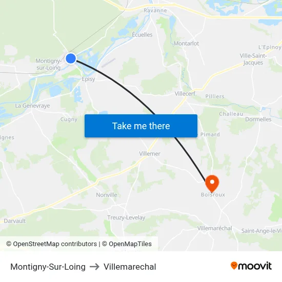 Montigny-Sur-Loing to Villemarechal map