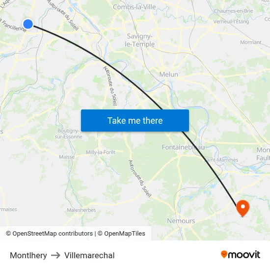 Montlhery to Villemarechal map