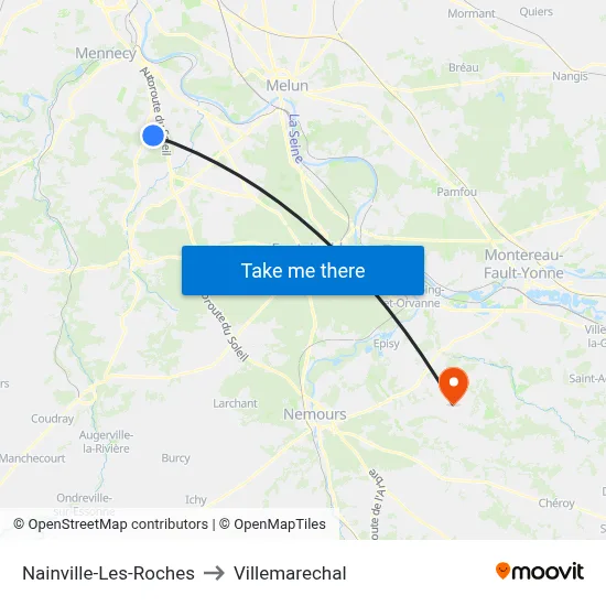 Nainville-Les-Roches to Villemarechal map