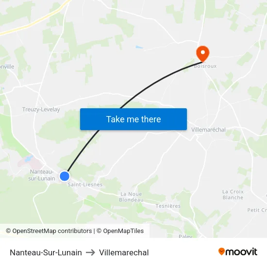 Nanteau-Sur-Lunain to Villemarechal map