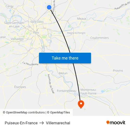 Puiseux-En-France to Villemarechal map