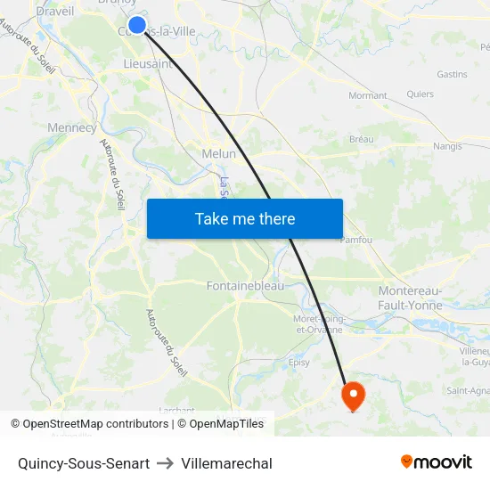 Quincy-Sous-Senart to Villemarechal map
