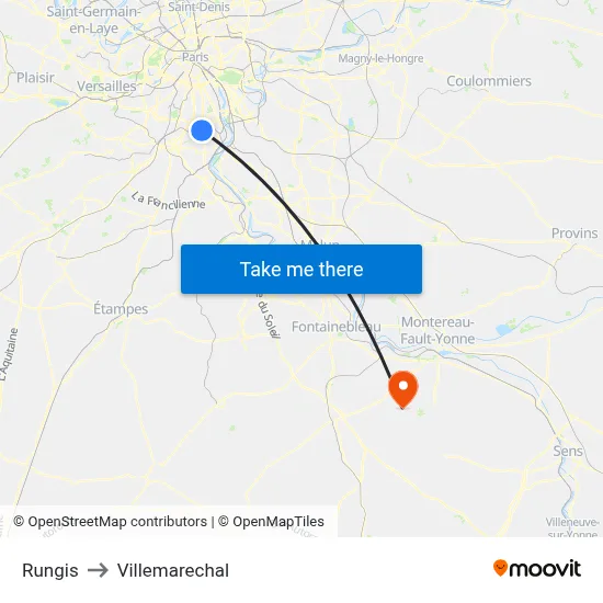 Rungis to Villemarechal map