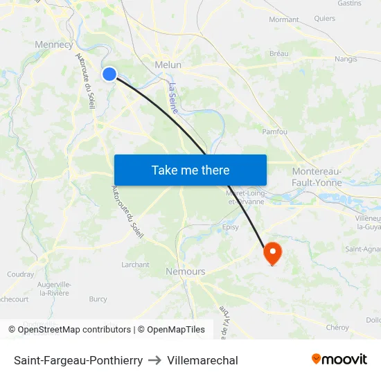 Saint-Fargeau-Ponthierry to Villemarechal map