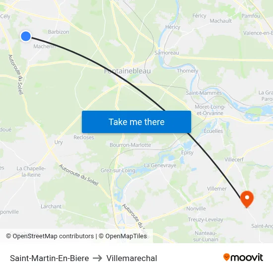 Saint-Martin-En-Biere to Villemarechal map