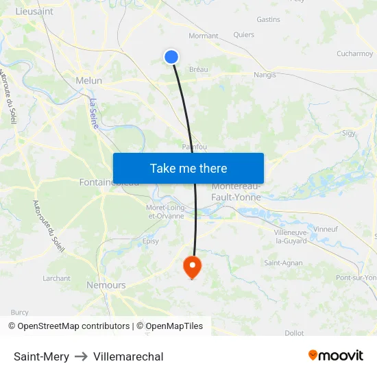 Saint-Mery to Villemarechal map