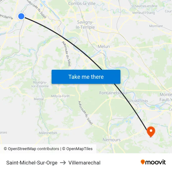 Saint-Michel-Sur-Orge to Villemarechal map