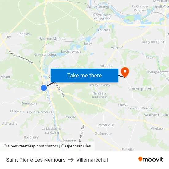 Saint-Pierre-Les-Nemours to Villemarechal map